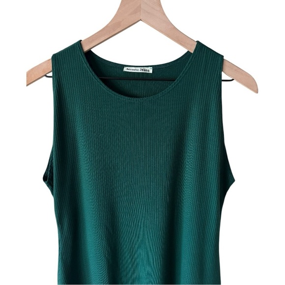 Reformation Kris Dress Green XL Eco Rib Knit Bodycon Mini Stretchy Bra Friendly - Picture 4 of 15